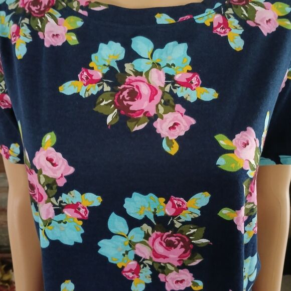 NEW Women's Top Floral Tropical Beachy Boho Medium Casual Short Sleeve Shirt - Picture 3 of 8